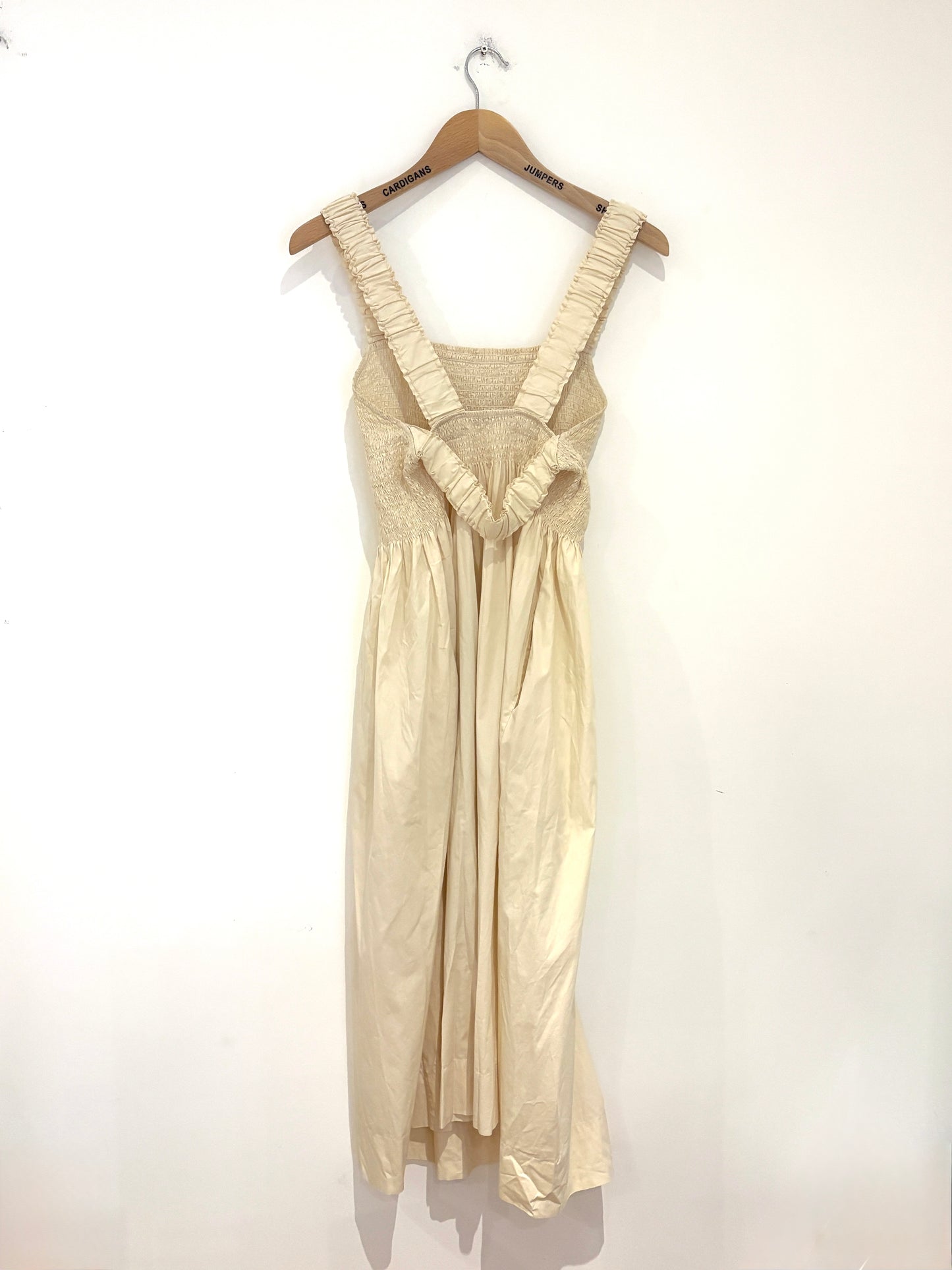 Three Graces Cordelia Shirred Cotton-Poplin Midi Dress UK 12