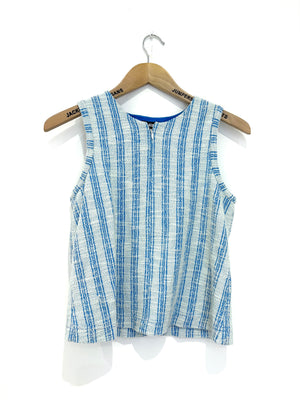 Me+Em Blue Textured Stripe Swing Top UK 6