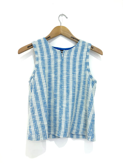 Me+Em Blue Textured Stripe Swing Top
