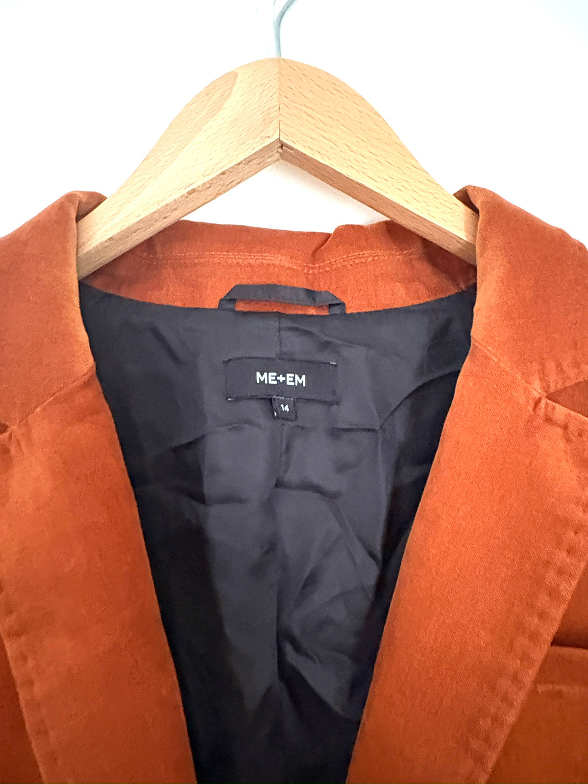 Me+Em Burnt Orange Velvet Blazer UK 14