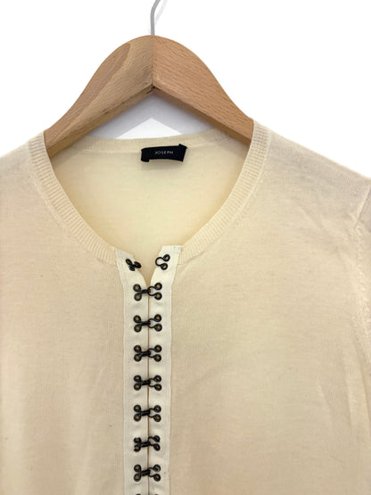 Joseoh Cream Cashmere Hook and Eye Cardigan S