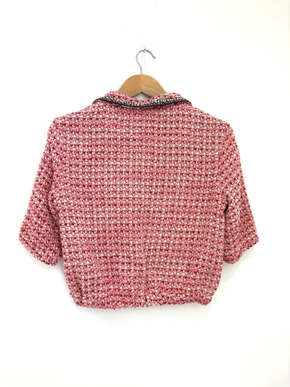 Maje Ethnic Trim Tweed Crop Top XS