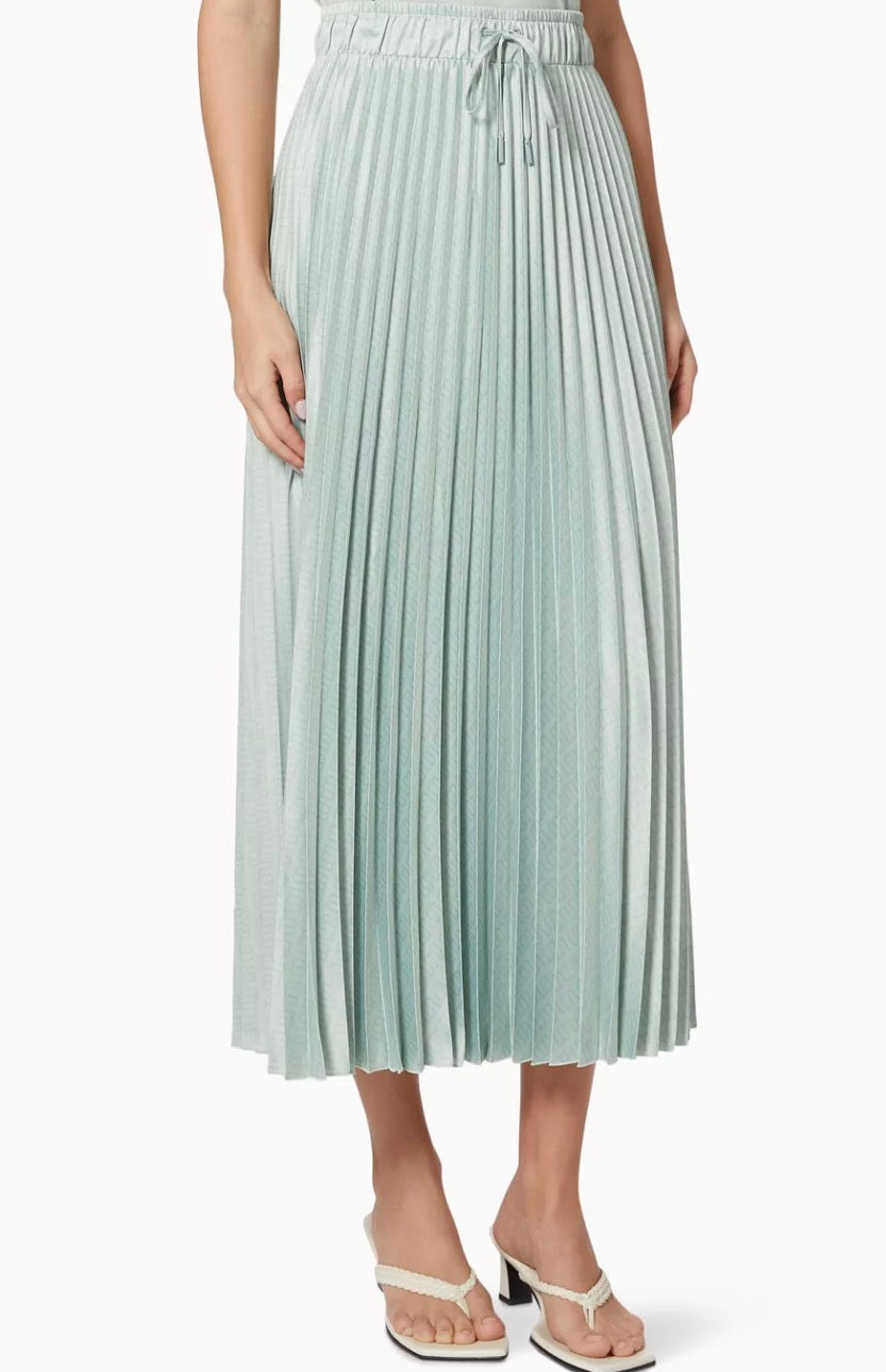 Marella Monochrome Green Pleat Skirt UK 8
