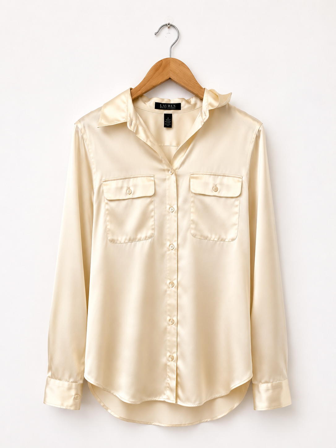 Lauren by Ralph Lauren Classic Satin Shirt S