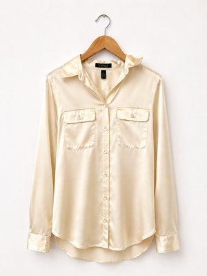 Lauren by Ralph Lauren Classic Satin Shirt S