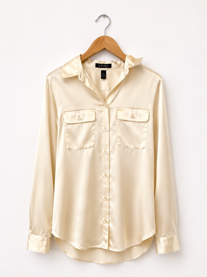 Lauren by Ralph Lauren Classic Satin Shirt S