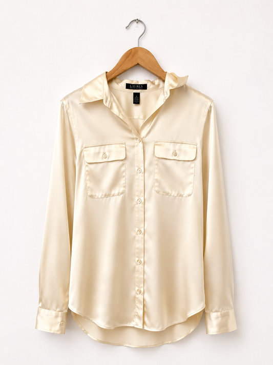 Lauren by Ralph Lauren Classic Satin Shirt S