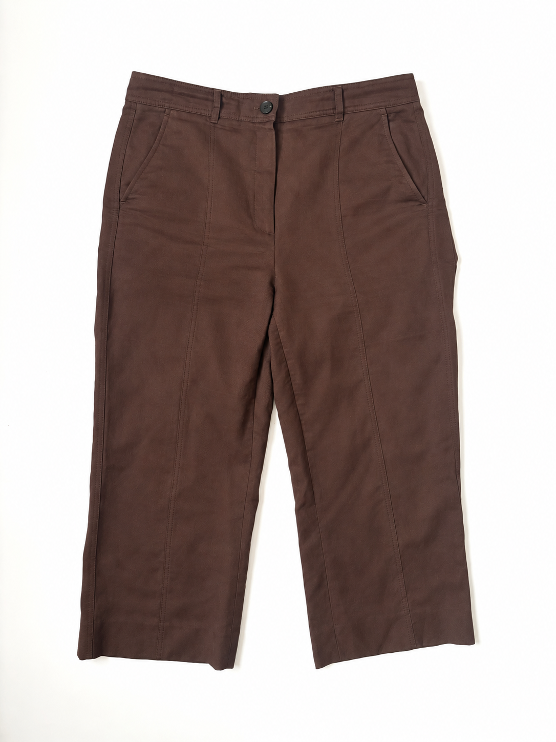 Me+Em Brown Cropped Linen Blend Trousers