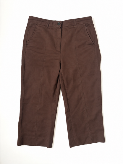 Me+Em Brown Cropped Linen Blend Trousers