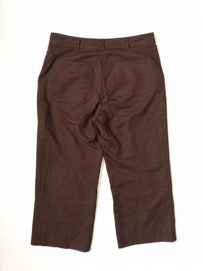 Me+Em Brown Cropped Linen Blend Trousers UK 14