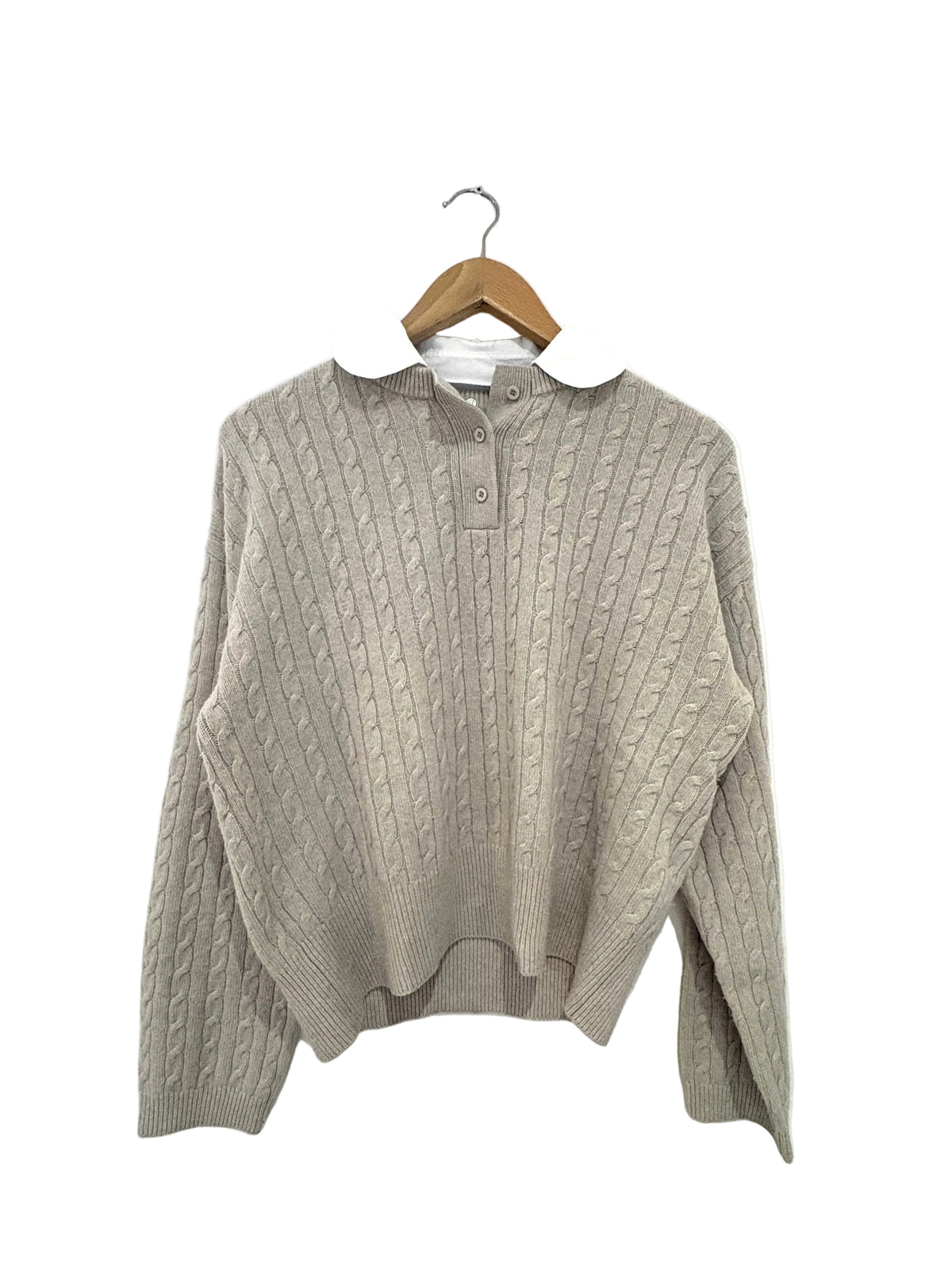 claudie pierlot cable knit collared polo top