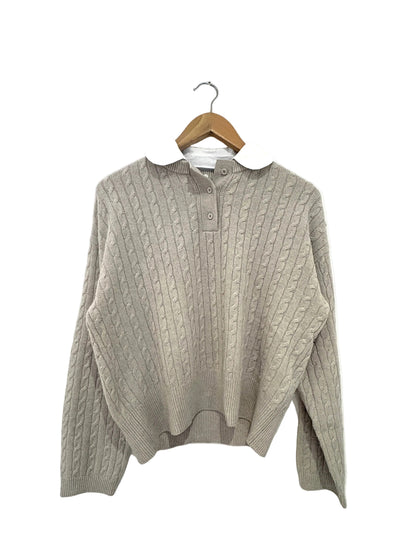 claudie pierlot cable knit collared polo top