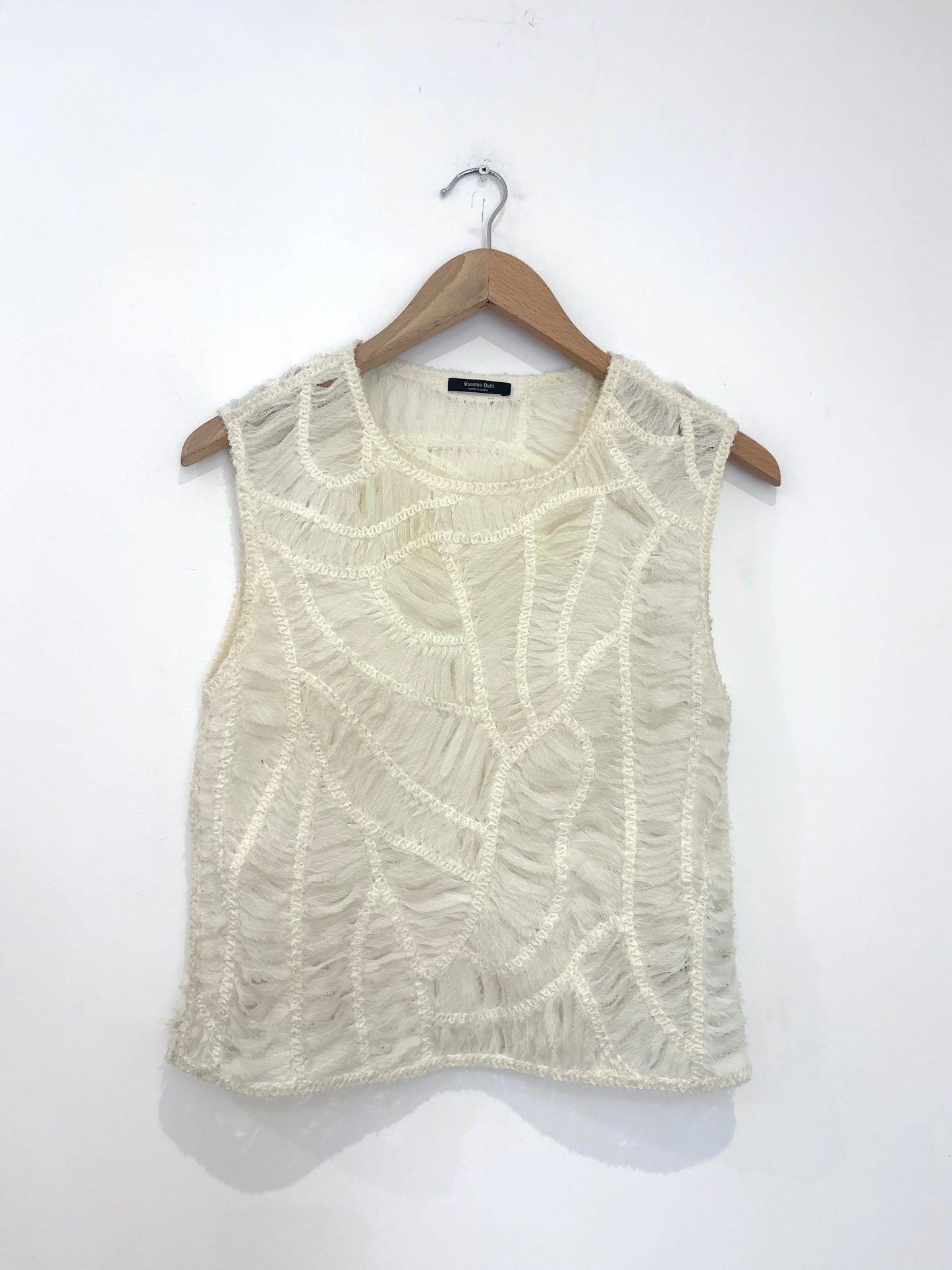 Massimo dutti beige fringed blouse 