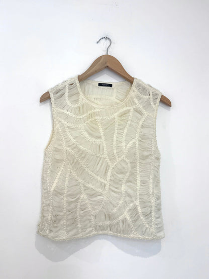 Massimo dutti beige fringed blouse 