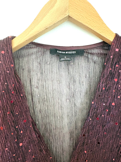 Sabina Musayev Sequin Lurex Peplum Top S