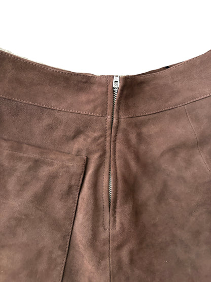 Tanya Taylor Fran Brown Suede Skirt UK 6