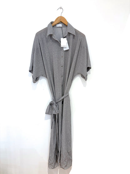 Rae Grey Silk Belted Dress