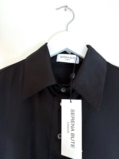 New With Tags Serena Bute Black Satin Serena Shirt XS