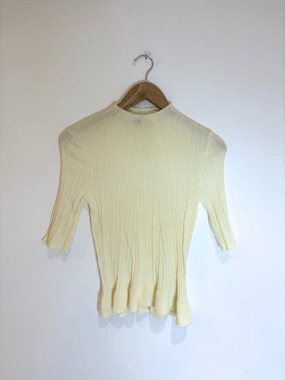 Maje Ruffle Ribbed Knit Top UK 12