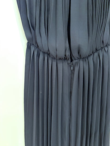 COS Navy Pleated Midi Dress UK 8