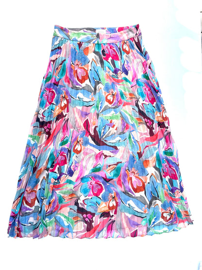 sezane dilo abstract floral print midi skirt