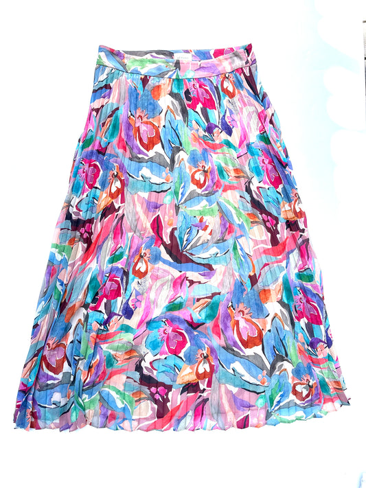 sezane dilo abstract floral print midi skirt