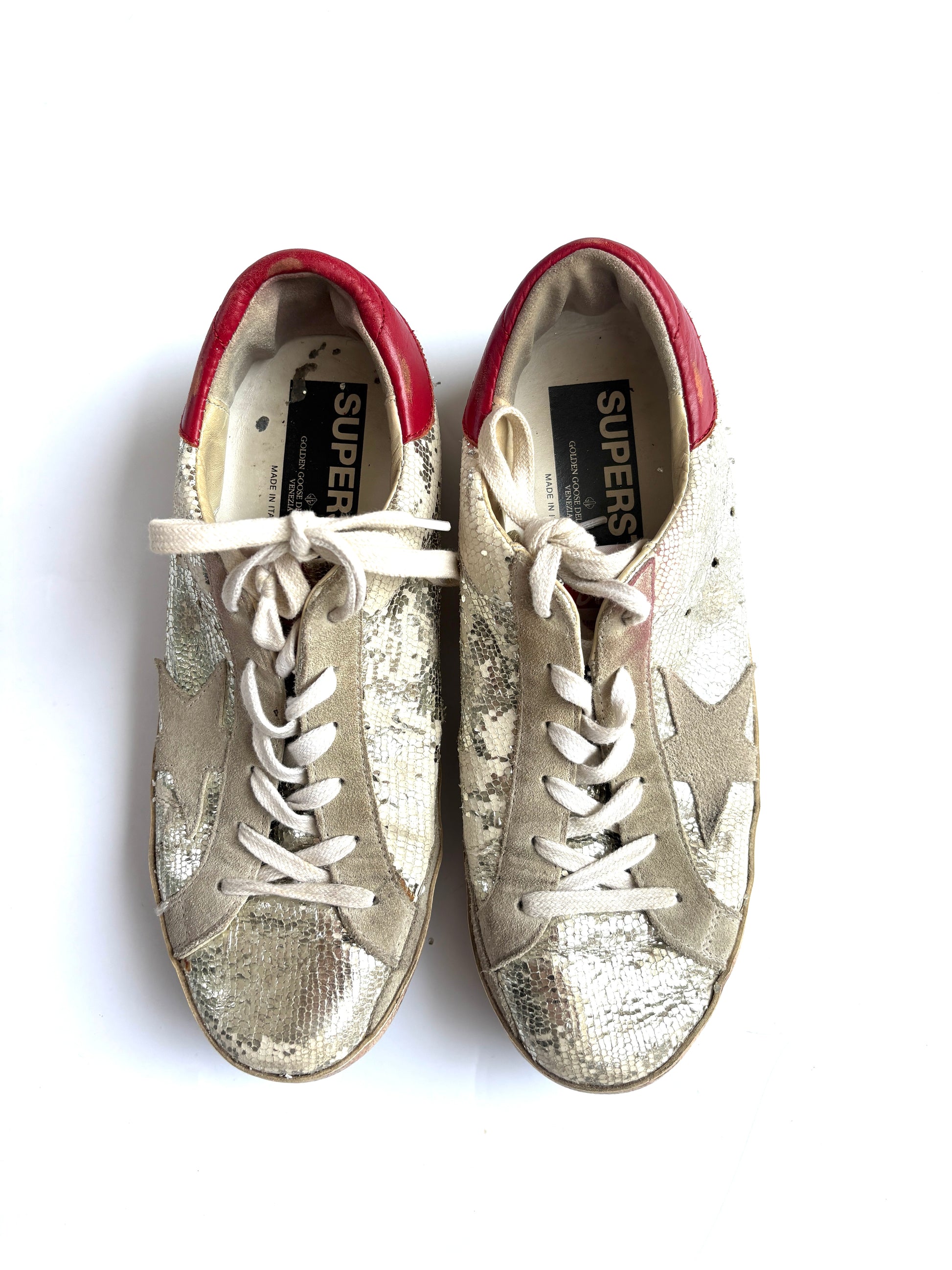Golden Goose Deluxe Brand Super Star Silver Glitter Sneakers