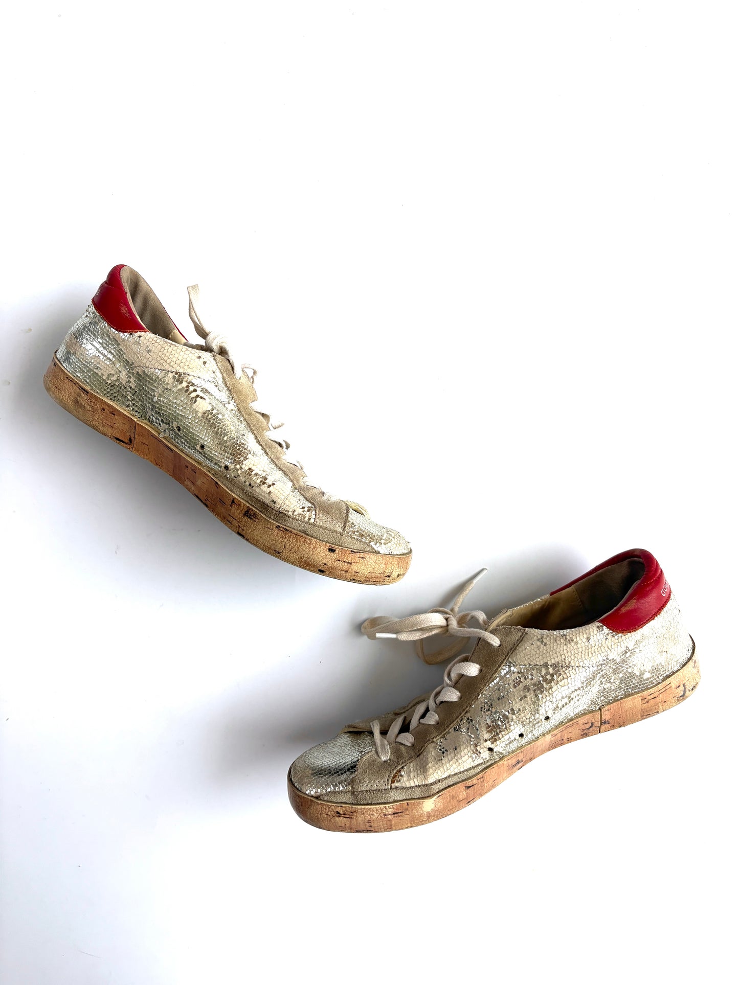 Golden Goose Deluxe Brand Super Star Silver Glitter Sneakers UK 5