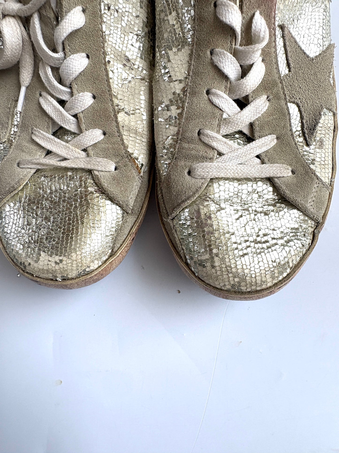 Golden Goose Deluxe Brand Super Star Silver Glitter Sneakers UK 5