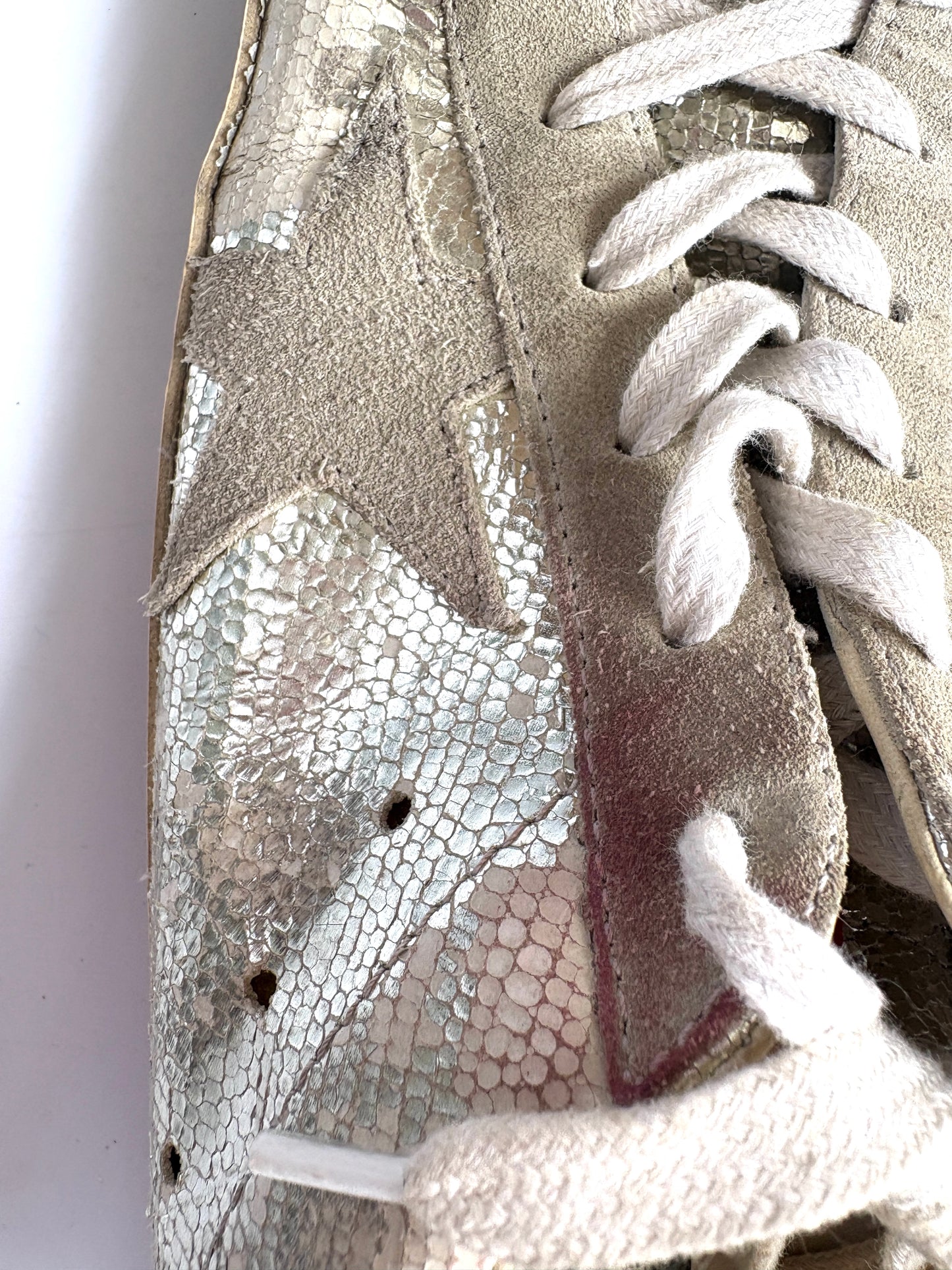 Golden Goose Deluxe Brand Super Star Silver Glitter Sneakers UK 5