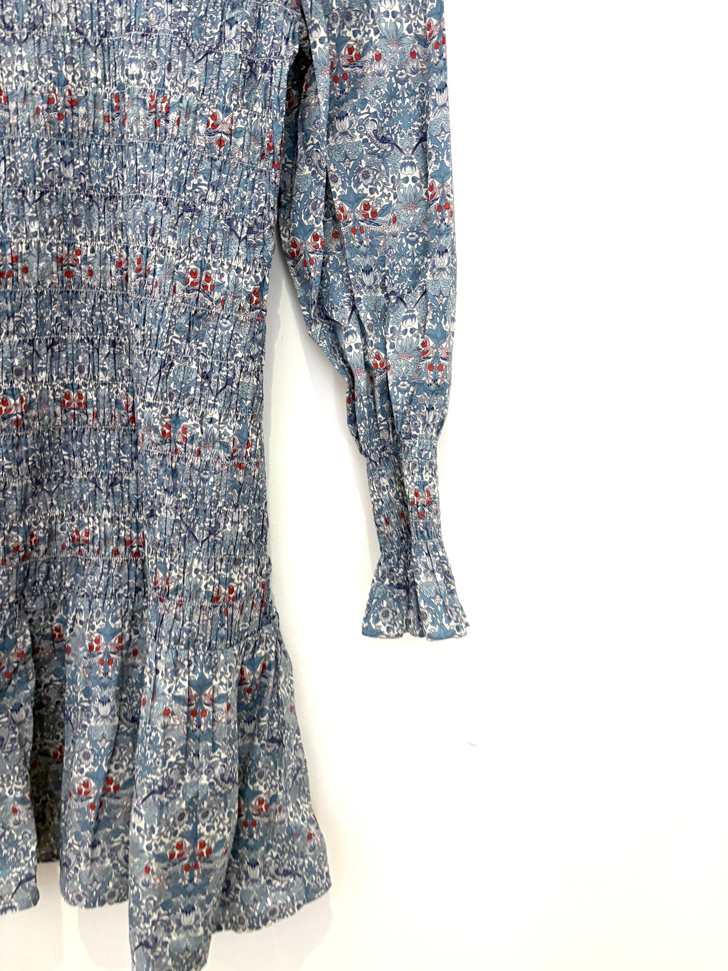 Maria de la Orden Short Smocked Poplin Dress UK 10