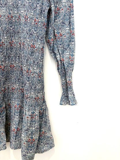 Maria de la Orden Short Smocked Poplin Dress UK 10