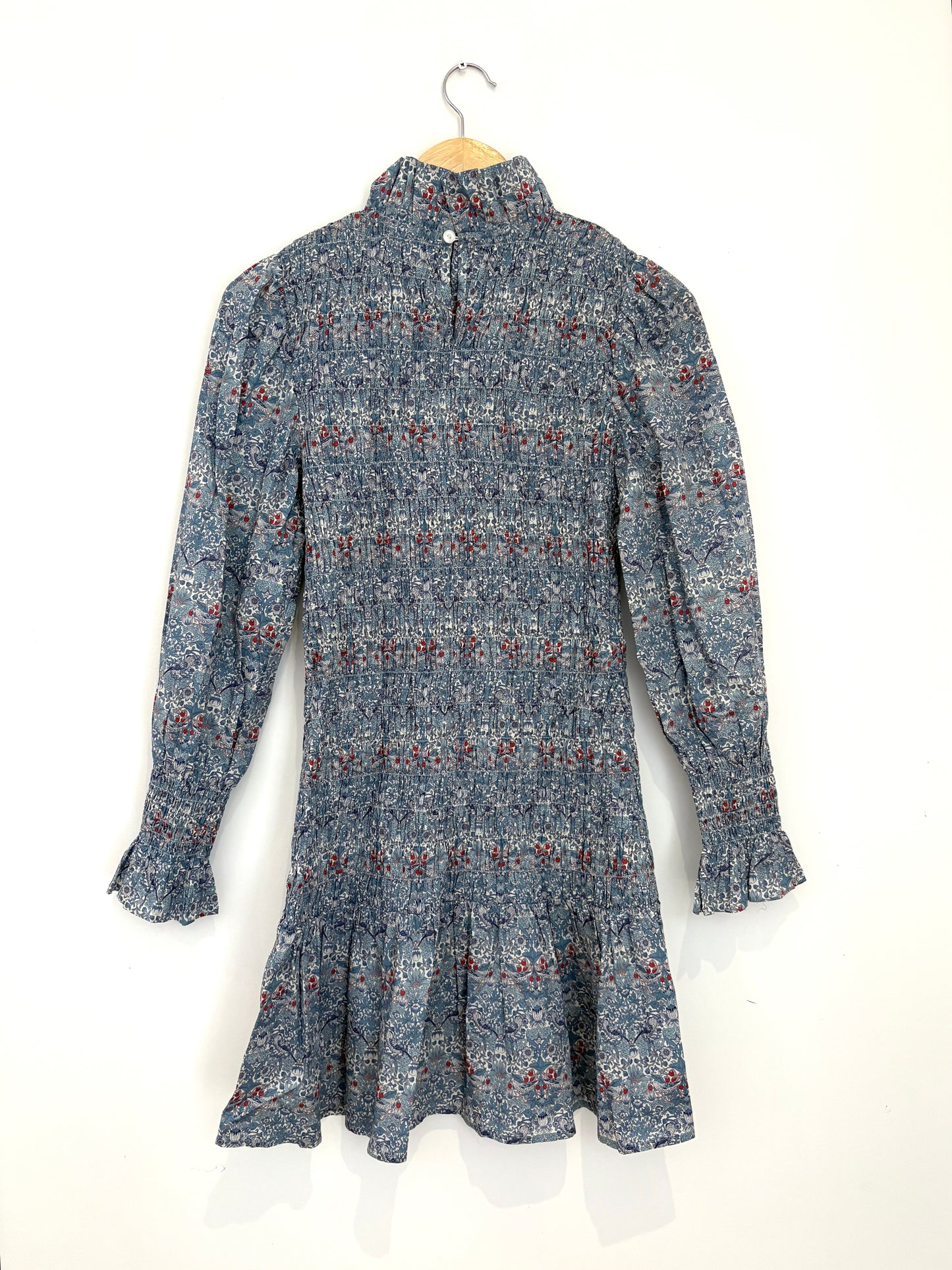 Maria de la Orden Short Smocked Poplin Dress UK 10