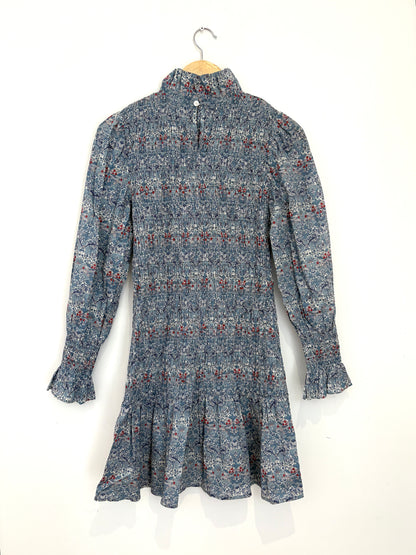 Maria de la Orden Short Smocked Poplin Dress UK 10
