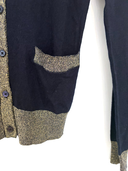 Joseph Navy & Gold Cashmere Cardigan M