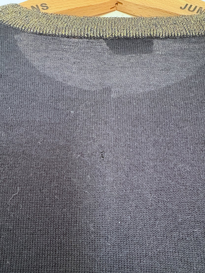 Joseph Navy & Gold Cashmere Cardigan M
