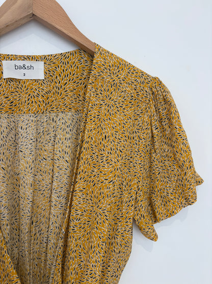 Ba&Sh Crepe Midi Wrap Dress M