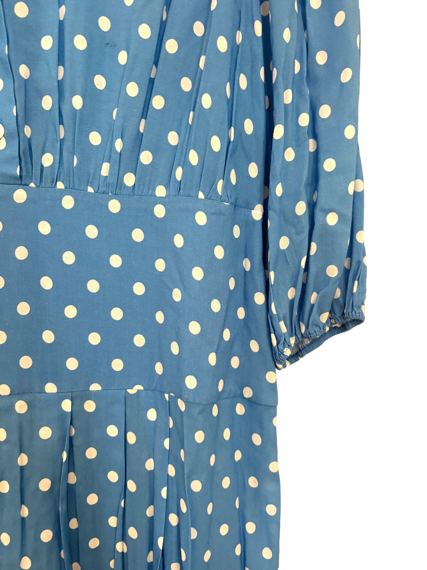 Rixo Izzy Pleated Polka Dot Dress UK 12