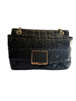 Class Cavalli Croc Leather Shoulder Bag