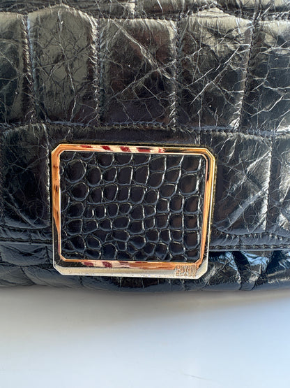 Class Cavalli Croc Leather Shoulder Bag