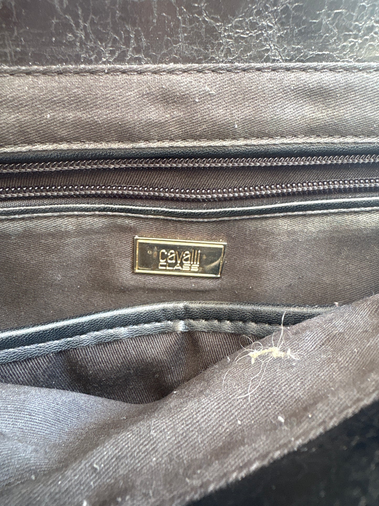 Class Cavalli Croc Leather Shoulder Bag
