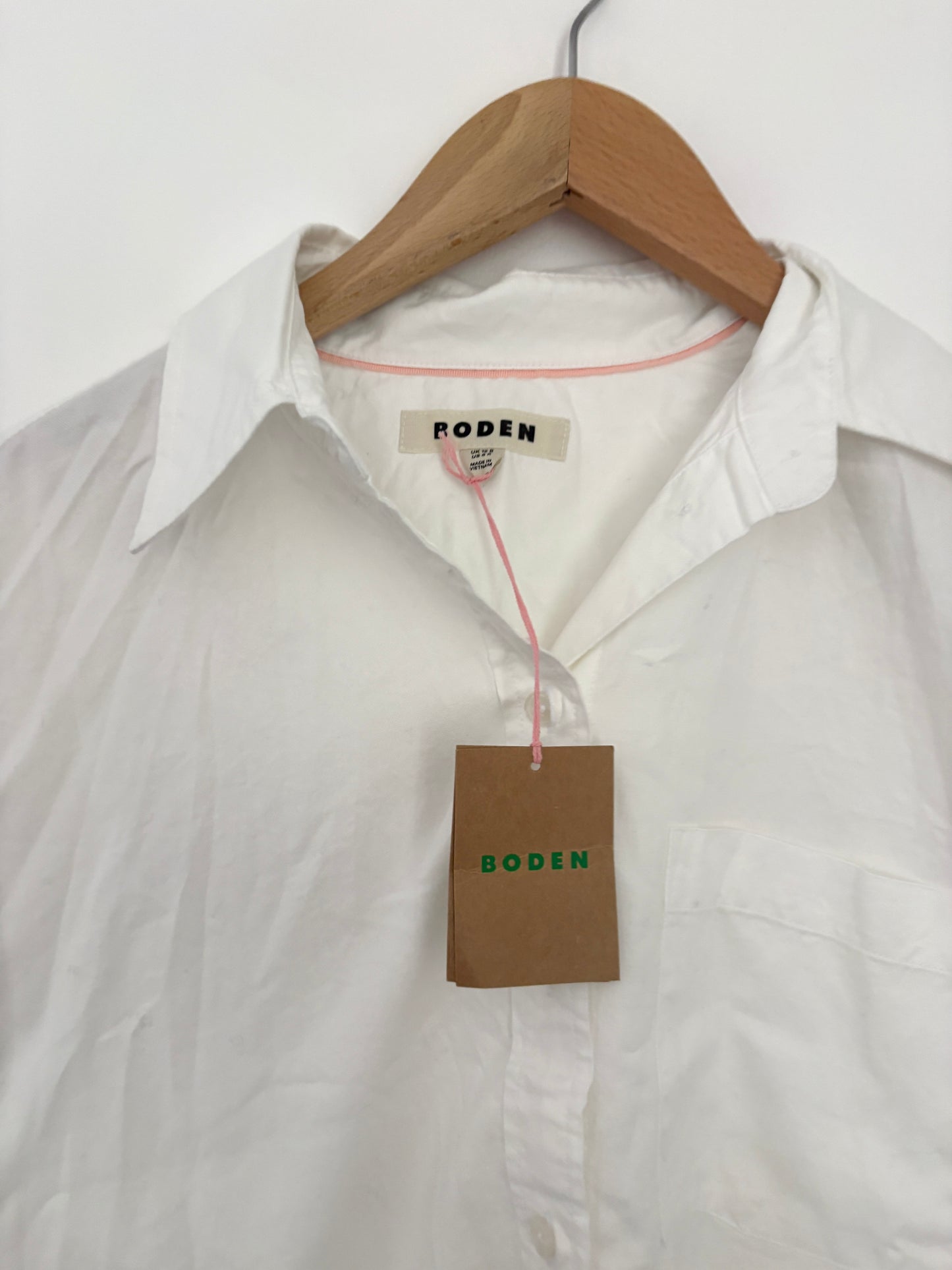 New With Tags Boden White Cotton Shirt UK 12