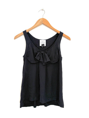 Edward Achour Paris Black Silk Top UK 8