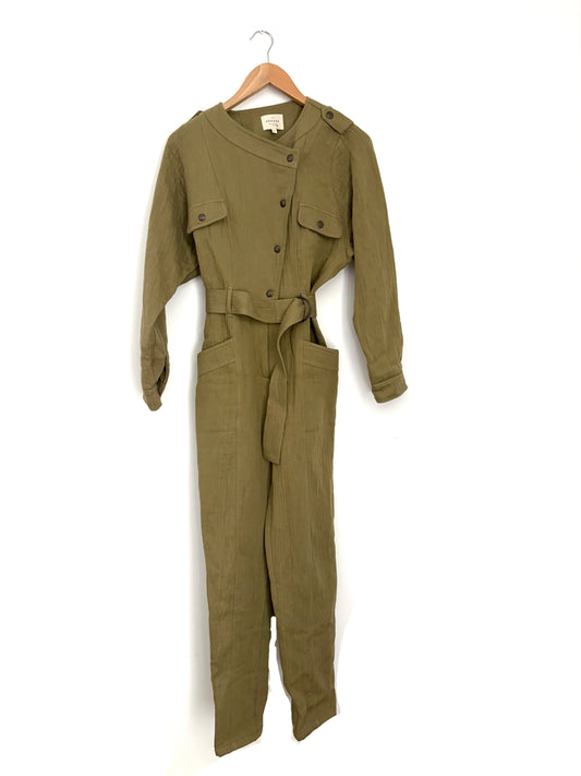 Sezane Khaki Hailey Jumpsuit