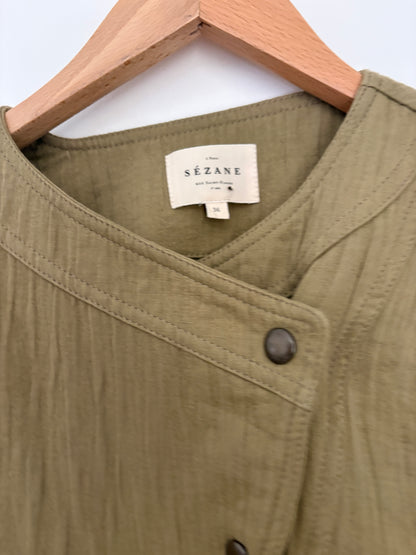 Sézane Hailey Olive Jumpsuit UK 8