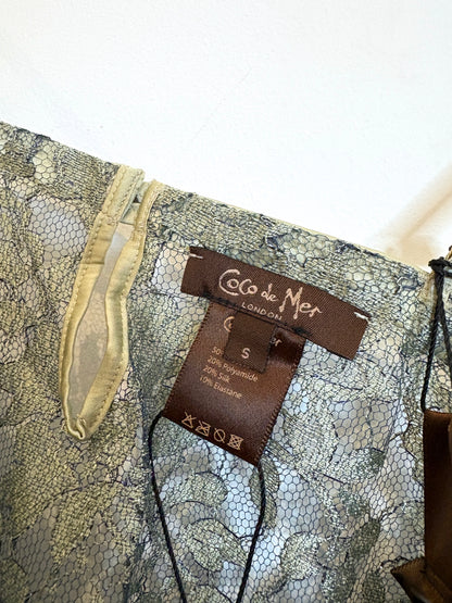 Coco de Mer Blue Lace Nightie & Underwear Set S
