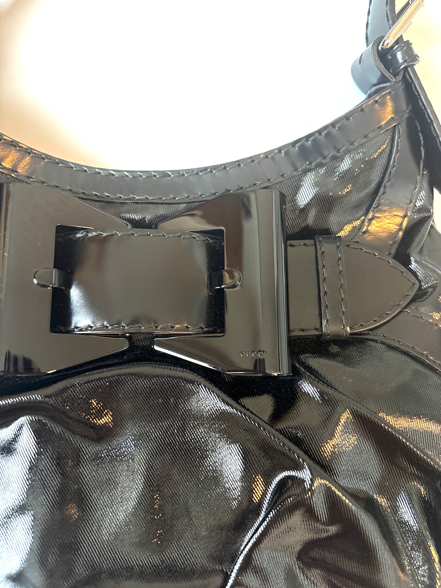 Gucci Shiny Black Queen Hobo Bag