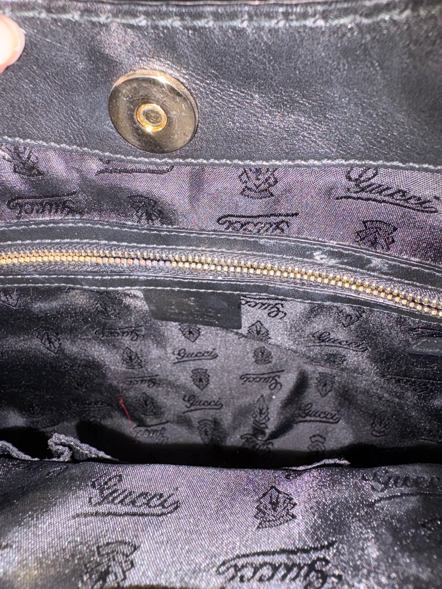 Gucci Shiny Black Queen Hobo Bag
