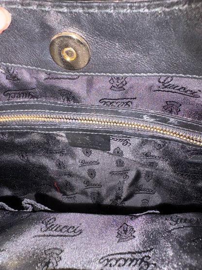 Gucci Shiny Black Queen Hobo Bag
