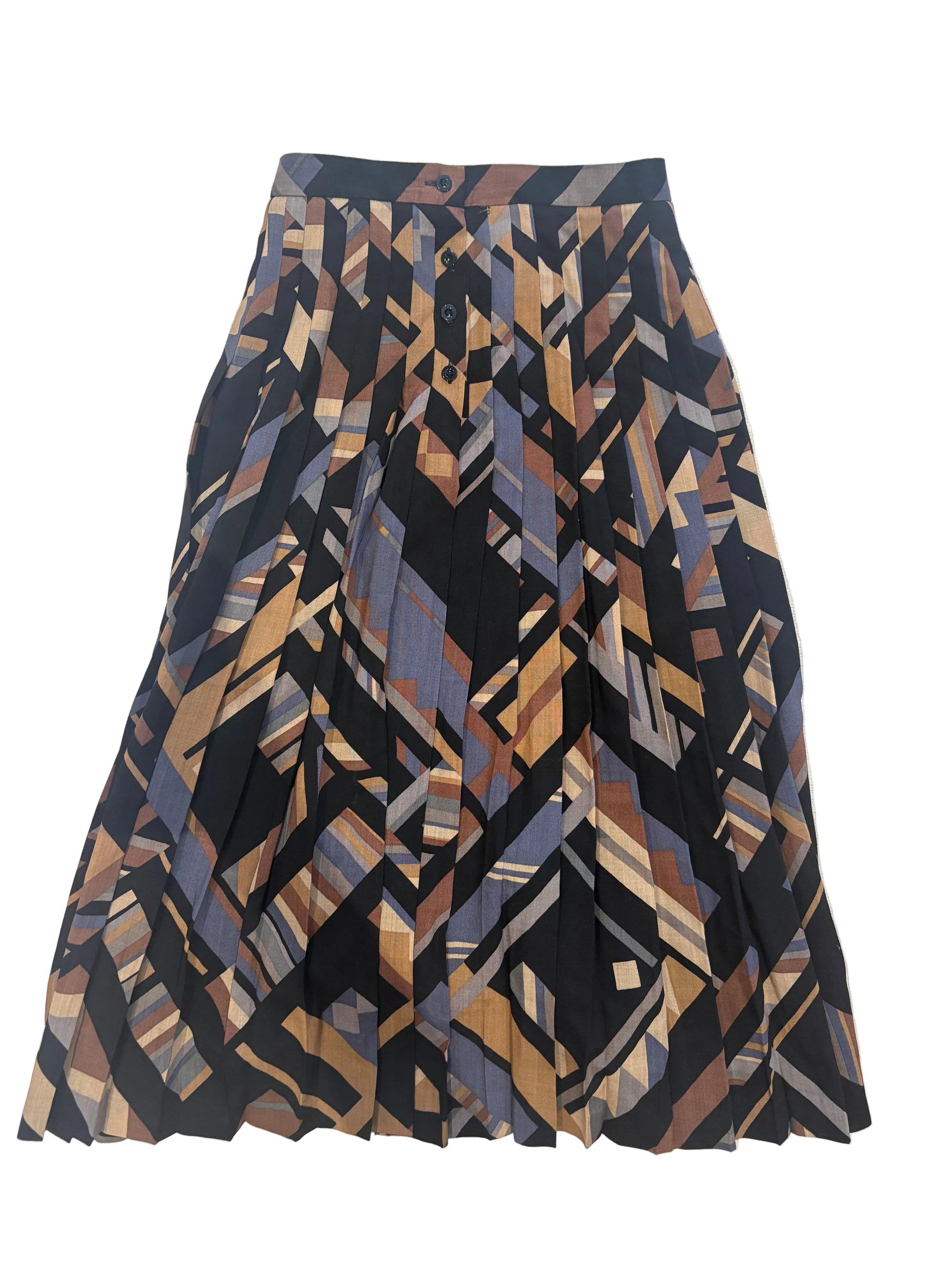 Jaeger 70s vintage print pleat wool skirt